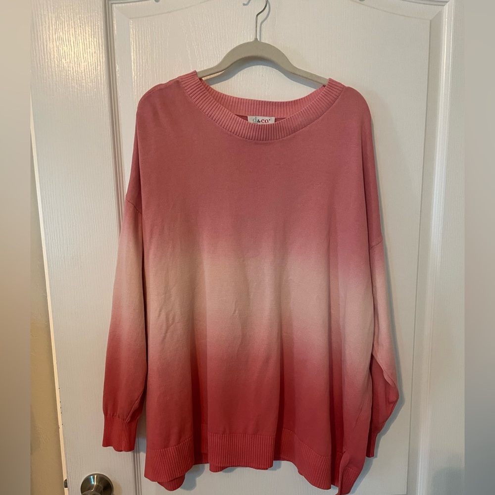 DENIM & CO PINK OMBRÉ SWEATER 2X
